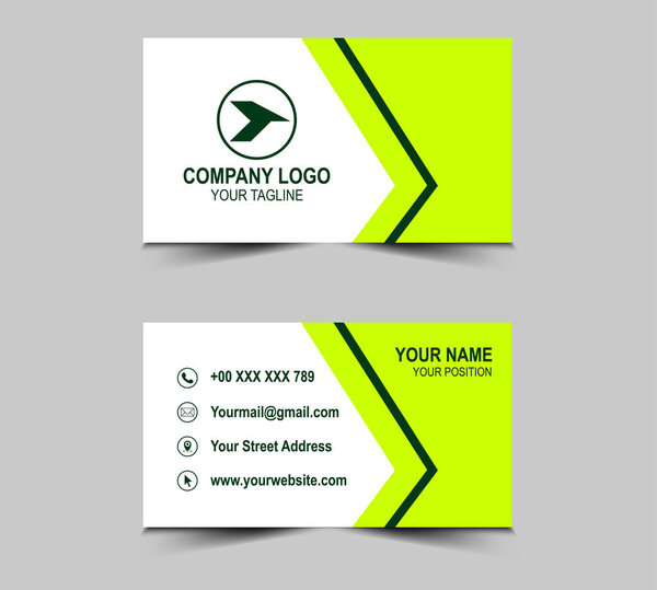Визитная карточка с логотипом компании Green and Yellow Creative Template Design с корпоративным вектором