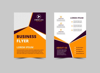 Broşür Mor Şablon ve Sarı Modern İş Kurumsal Pazarlama Vektörü İllüstrasyonu için Yaratıcı Broşür
