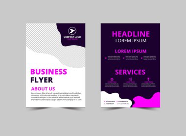 Şirket Pazarlama Vektörü İllüstrasyonu için Broşür Broşürü Mor Modern İşletme Tasarımı Şablonu