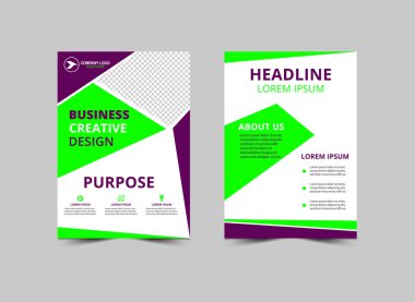 Broşür Tasarımı Mor ve Yeşil Modern İşletme Yaratıcı Düzen Vektör İllüstrasyonu