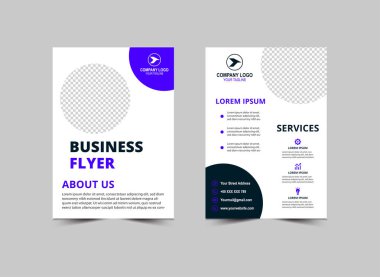 Broşür Şablonu Modern Mavi İş Yaratıcı Tasarım Düzeni Vektör İllüstrasyonu