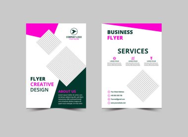 Broşür Şablonu Modern Pembe ve Yeşil İş Yaratıcı Tasarım Modeli Vektör İllüstrasyonu