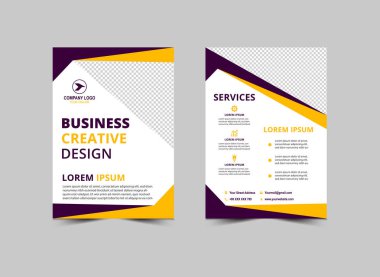 Broşür Şablonu Modern Sarı ve Mor İşletme Yaratıcı Tasarım Modeli Vektör Çizimi