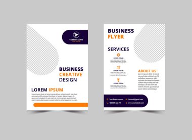 Broşür Şablonu Modern Mavi ve Sarı İş Yaratıcı Tasarım Modeli Vektör Çizimi