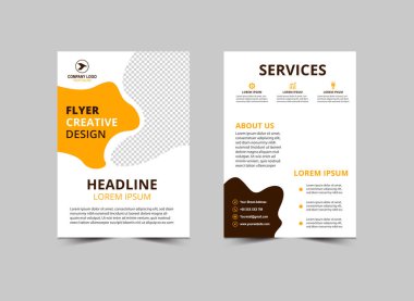 Broşür Şablonu Modern Kahverengi ve Sarı İşletme Yaratıcı Tasarım Vektör Çizimi