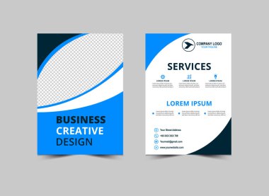 Broşür Şablonu Modern Mavi İş Yaratıcı Tasarım Düzeni Vektör İllüstrasyonu
