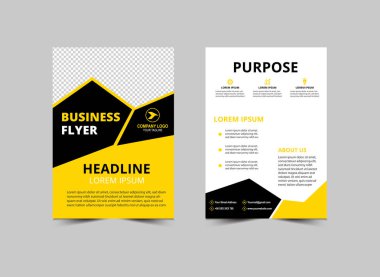 Broşür Şablonu Modern Siyah ve Sarı İş Yaratıcı Tasarım Modeli Vektör İllüstrasyonu