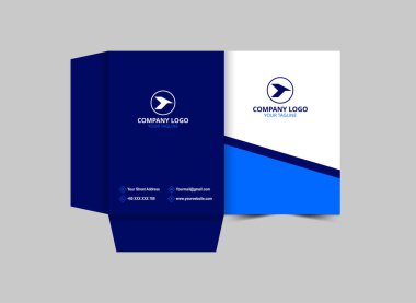 Sunum Dizini Şablonu Şirket Ofisi Vektör İllüstrasyonu için Mavi Renk İş Kapağı Tasarımı