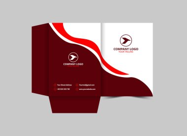 Sunum Dizini Şablonu Kestane Tasarımı ve Şirket Ofisi Vektör İllüstrasyonu için Kırmızı İş Kapağı