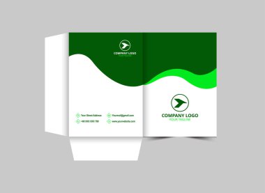 Sunum Dizini Şablonu Şirket Ofisi Vektör İllüstrasyonu için Yeşil Renk İş Kapağı Tasarımı