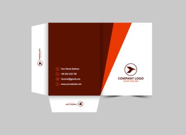 Sunum Dizini Şablonu Turuncu ve Kahverengi Ofis Vektörü İllüstrasyonu için İş Kapağı