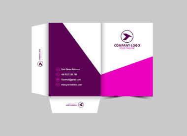 Sunum Dizini Şablonu Şirket Ofisi Vektör İllüstrasyonu için Mor İş Kapağı Tasarımı