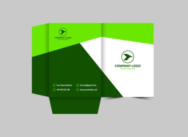 Sunum Dizini Şablonu Şirket Ofisi Vektör İllüstrasyonu için Yeşil İş Kapağı Tasarımı