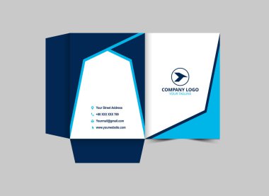 Sunum Dizini Şablonu Şirket Ofisi Vektör İllüstrasyonu için Mavi İş Kapağı Tasarımı