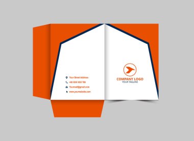 Sunum Dizini Şablonu Turuncu ve Mavi İş Kapağı Ofis Vektörü İllüstrasyonu