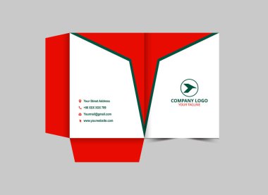 Şirket Ofis Vektörü İllüstrasyonu için Dizin Tasarımı Şablonu Kırmızı ve Yeşil İş Sunumu Kapağı