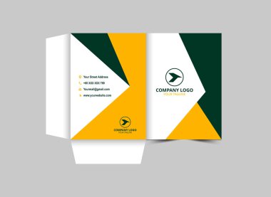 Şirket Ofis Vektörü İllüstrasyonu için Dizin Tasarımı Şablonu Yeşil ve Sarı İş Sunumu Kapağı