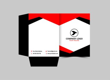 Şirket Ofis Vektörü İllüstrasyonu için Dizin Tasarımı Şablonu Siyah ve Kırmızı İş Sunumu Kapağı
