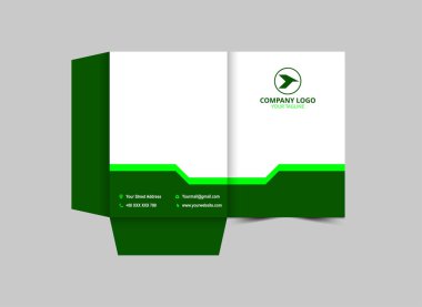 Şirket Ofis Vektörü İllüstrasyonu için Dizin Tasarımı Şablonu Yeşil Renk İş Sunum Kapağı