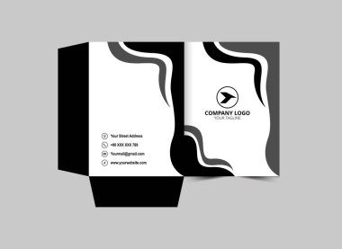 Şirket Ofis Vektörü İllüstrasyonu için Dizin Tasarımı Şablonu Siyah ve Gri İş Sunumu Kapağı