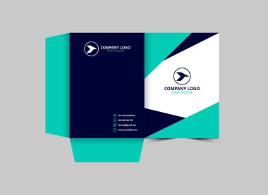 Şirket Ofis Vektörü İllüstrasyonu için Dizin Tasarımı Şablonu Mavi ve Cyan İş Sunumu Kapağı
