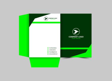 Şirket Ofis Vektörü İllüstrasyonu için Dizin Tasarımı Şablonu Yeşil İş Sunumu Kapağı