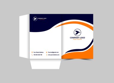 Şirket Ofis Vektörü İllüstrasyonu için Dizin Tasarımı Şablonu Mavi ve Turuncu İş Sunumu Kapağı