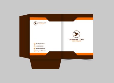 Şirket Ofis Vektörü İllüstrasyonu için Dizin Tasarımı Şablonu Kahverengi ve Turuncu İş Sunumu Kapağı