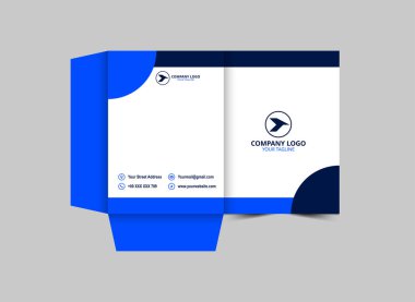 Şirket Ofis Vektörü İllüstrasyonu için Dizin Tasarımı Şablonu Mavi İş Sunumu Kapağı