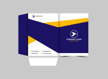 Şirket Ofis Vektörü İllüstrasyonu için Dizin Tasarımı Şablonu Mavi ve Sarı İş Sunumu Kapağı