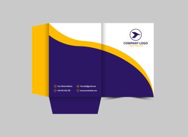 Şirket Ofis Vektörü İllüstrasyonu için Dizin Tasarımı Mor ve Sarı İş Sunumu Kapağı