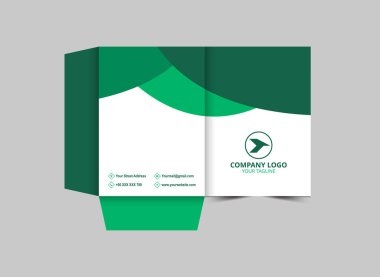 Şirket Ofisi Vektör İllüstrasyonu için Dizin Tasarımı Yeşil Cyan İş Sunumu Kapağı