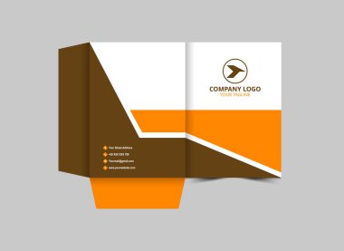 Şirket Ofis Vektörü İllüstrasyonu için Dizin Tasarımı Kahverengi ve Turuncu İş Sunumu Kapağı