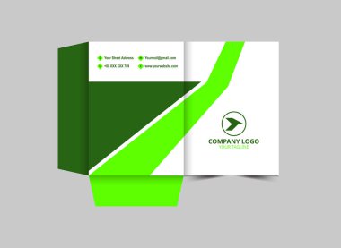 Şirket Ofis Vektörü İllüstrasyonu için Dizin Tasarımı Yeşil İş Sunumu Kapağı