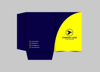 Şirket Ofisi Vektör İllüstrasyonu için Dizin Tasarımı Mavi ve Sarı İş Sunumu Kapağı