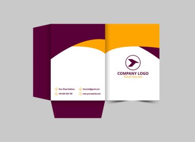 Şirket Ofis Vektörü İllüstrasyonu için Dizin Tasarımı Mor ve Sarı İş Sunumu Kapağı