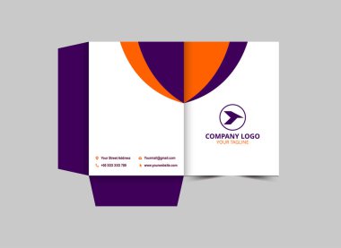 Şirket Ofis Vektörü İllüstrasyonu için Dizin Tasarımı Mor ve Turuncu İş Sunumu Kapağı