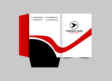 Şirket Ofisi Vektör İllüstrasyonu için Dizin Tasarımı Siyah ve Kırmızı İş Sunumu Kapağı