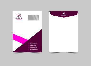 Zarf C4 Tasarım Şablonu Mor Soyut Kırtasiye İşletmeleri Yaratıcı Düzen Vektör İllüstrasyonu