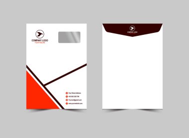 Zarf C4 Tasarım Şablonu Turuncu ve Kahverengi Soyut Kırtasiye Yaratıcı Düzen Vektör Çizimi