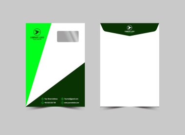 Zarf C4 Tasarım Şablonu Yeşil Soyut Kırtasiye İşletmeleri Yaratıcı Düzen Vektör İllüstrasyonu