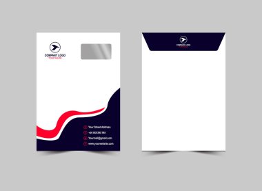 Zarf C4 Tasarım Şablonu Mavi ve Pembe Soyut Kırtasiye Yaratıcı Düzen Vektör Çizimi