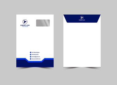 Zarf C4 Tasarım Şablonu Mavi Soyut Kırtasiye İşletmeleri Yaratıcı Düzen Vektör İllüstrasyonu