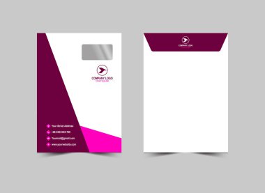 Zarf C4 Tasarım Şablonu Mor Soyut Kırtasiye İşletmeleri Yaratıcı Düzen Vektör İllüstrasyonu