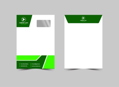 Zarf C4 Tasarım Şablonu Yeşil Soyut Kırtasiye İşletmeleri Yaratıcı Düzen Vektör İllüstrasyonu