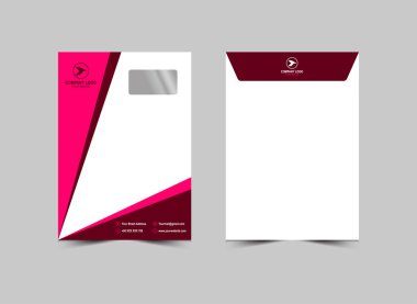 Zarf C4 Tasarım Şablonu Soyut Pembe Kırtasiye İşletme Yaratıcı Düzen Vektör İllüstrasyonu