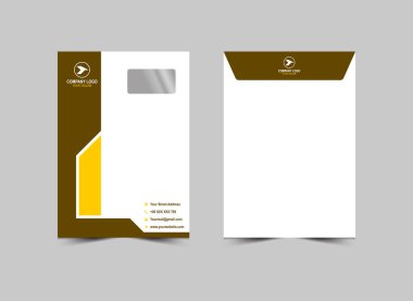 Zarf C4 Tasarım Şablonu Sarı Soyut Kırtasiye İşletme Yaratıcı Düzen Vektör İllüstrasyonu