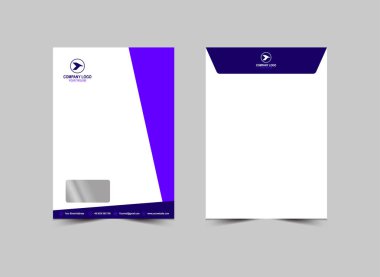 Zarf C4 Tasarım Şablonu Mor ve Mavi Kırtasiye İşletmeleri Yaratıcı Düzen Vektör İllüstrasyonu