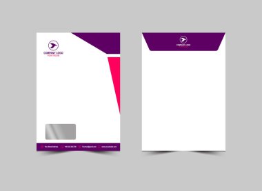 Zarf C4 Tasarım Şablonu Mor ve Pembe Kırtasiye İşletmeleri Yaratıcı Düzen Vektör İllüstrasyonu