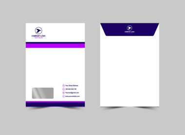 Zarf C4 Tasarım Şablonu Mavi ve Mor Kırtasiye İşletmeleri Yaratıcı Düzen Vektör İllüstrasyonu